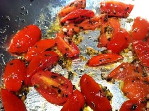 Sautee Tomatoes with oil garlic salt and basil 2