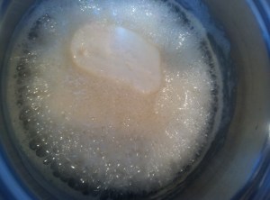 boiling sugar and cream