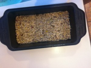 banana bread raw mix in pan