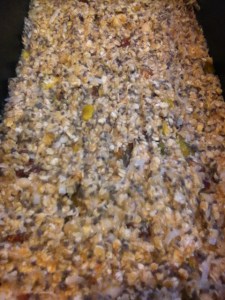 banana bread raw mix patted flat